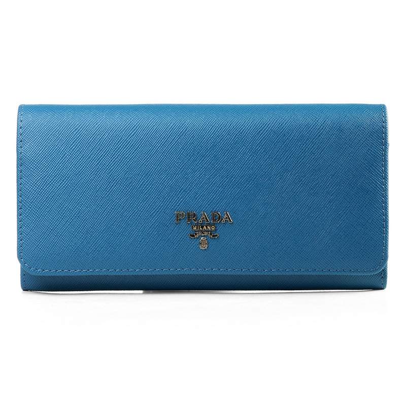 Knockoff Prada Real Leather Wallet 1137 blue